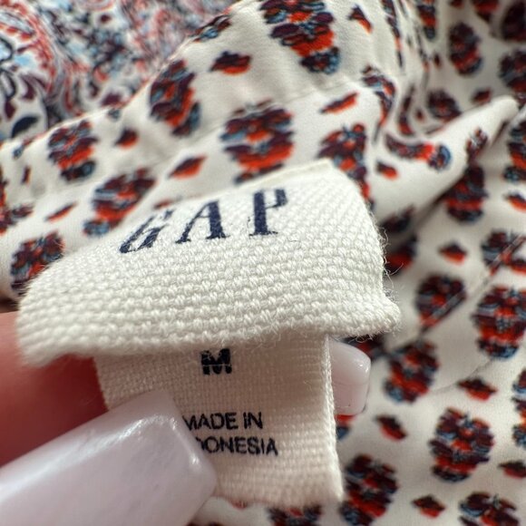 GAP Cottage Core‎ Blouse Long Balloon Sleeve Medium Paisley Top Relaxed Fit - Picture 2 of 11